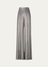 Akris Miyuki Metallic Wide-Leg Pleated Silk Pants - at Bergdorf Goodman